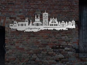 Augsburg Stadt Wandbild aus rostfreiem Edelstahl